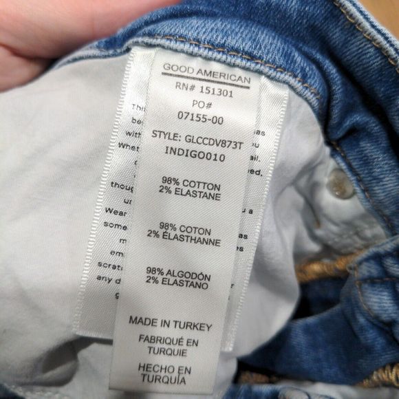 Good American Good Legs Skinny Crop High Rise Size 15 Distressed Stretch Denim - Picture 10 of 14